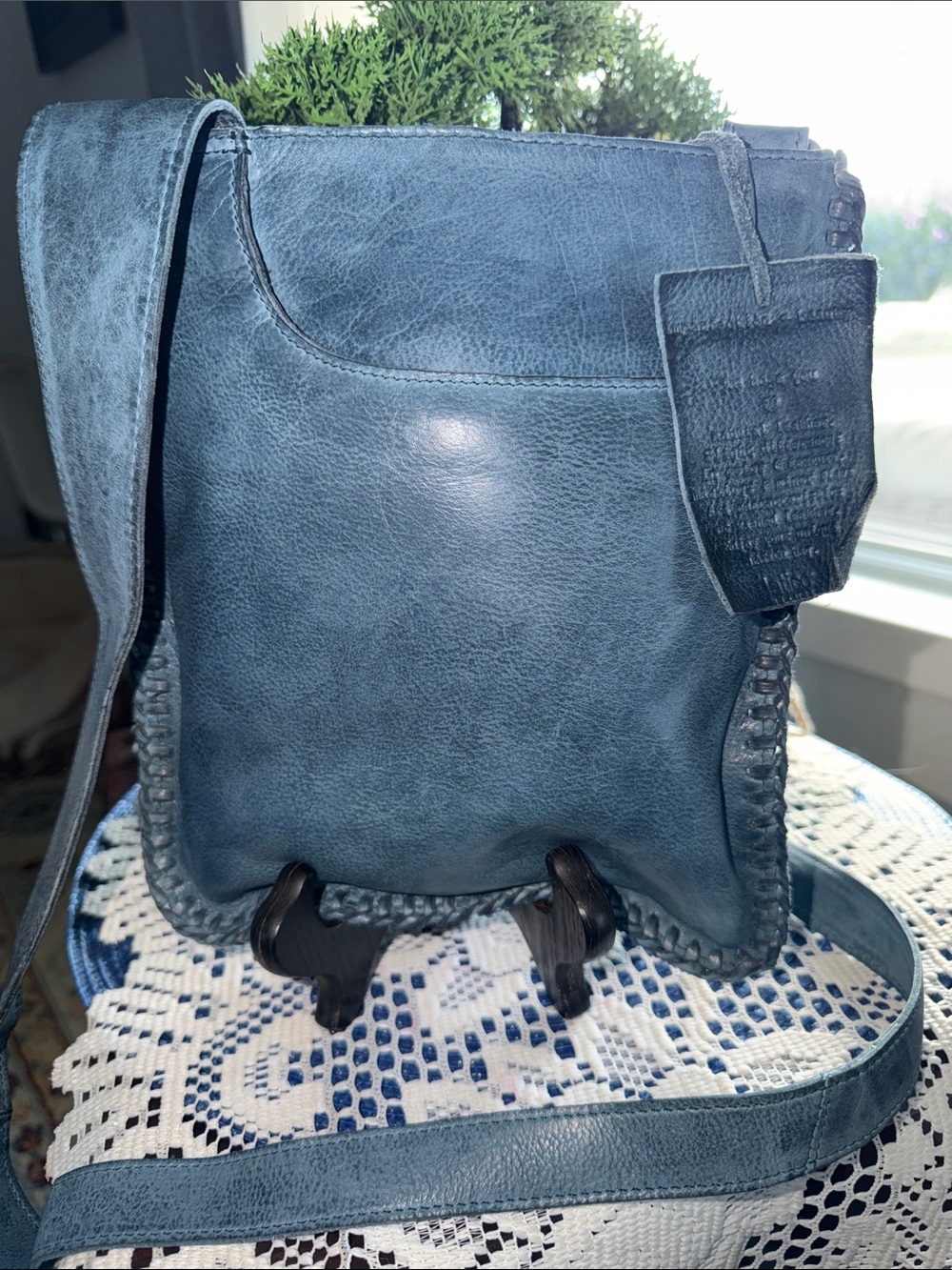Latico Brynn Denim  Blue Leather Crossbody Bag